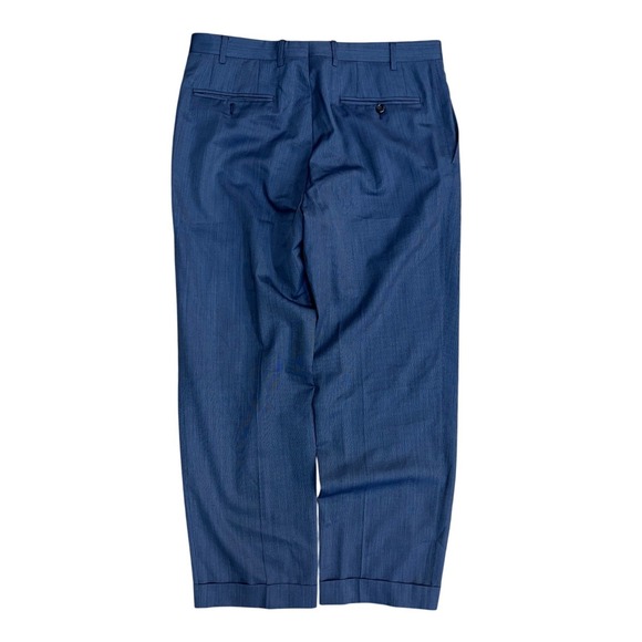 Canali Wool Silk Blend Dress Pants Navy Herringbone Flat Front Mens Size 34x28 - Picture 6 of 9